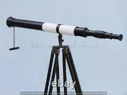 Vintage 39 Brass Spyglass Telescope Tripod Collectible WithBlack Tripod Stand