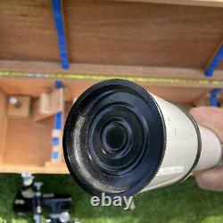 Vintage ASTRO Optic Royal Telescope Lens barrel Tripod Wooden Case D=50 f=750