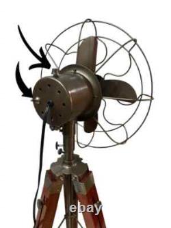 Vintage Adjustable Wooden Tripod Fan Classic Antique Decor Best Christmas Gift