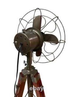 Vintage Adjustable Wooden Tripod Fan Classic Antique Decor Best Christmas Gift