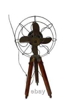 Vintage Adjustable Wooden Tripod Fan Classic Antique Decor Best Christmas Gift