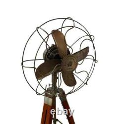 Vintage Adjustable Wooden Tripod Fan Classic Antique Decor Best Christmas Gift