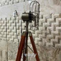 Vintage Adjustable Wooden Tripod Fan Classic Antique Decor Best Christmas Gift