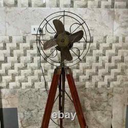 Vintage Adjustable Wooden Tripod Fan Classic Antique Decor Best Christmas Gift