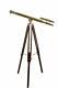 Vintage Antique 39 Brass Double Barrel Telescope With Heavy Tripod Stand
