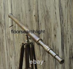 Vintage Antique Brass 39 Telescope Dollond London With Heavy Wooden Tripod Stand