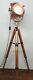 Vintage/antique Brass & Copper Ships Searchlight On Wooden Tripod Steampunk