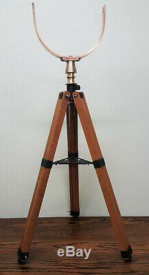 Vintage/Antique Brass & Copper Ships Searchlight on Wooden Tripod Steampunk