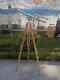 Vintage Antique Brass Nautical Floor Telescope With Wooden Tripod Stand Classic