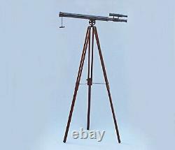 Vintage Antique Brass Telescope Oil-Rubbed Griffith Floor Standing Tripod Stand