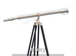 Vintage Antique Brass Telescope Tripod Nautical Wooden Stand 39 Inch Telescope