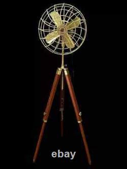 Vintage Antique Floor Electric Fan With Adjustable Wooden Tripod Decorative Gift