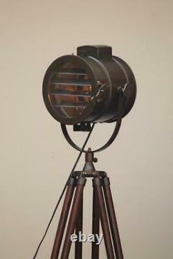 Vintage Antique Industrial Tripod Floor Lamp Spotlight Searchlight Decor Gifts