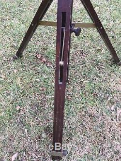 Vintage Antique Late 1920s Ansco Wooden Camera Tripod, hand-crank, complete
