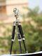 Vintage Antique Nauticalbrass Telescope With Wooden Tripod Spyglass Balcony View