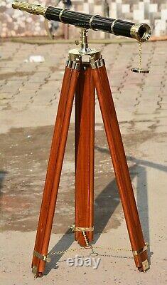 Vintage Antique Nautical 39 Telescope With Tripod Stand Watching Brass Spyglass