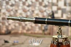 Vintage Antique Nautical 39 Telescope With Tripod Stand Watching Brass Spyglass