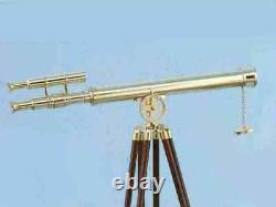 Vintage Antique Nautical Gift Decorative Brass Spyglass Telescope Wooden Tripod