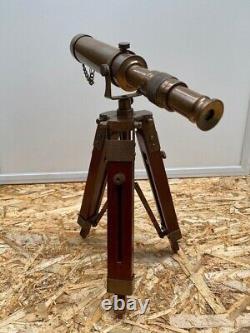 Vintage Antique Nautical Gift Decorative Solid Brass Telescope with Wooden Tripod