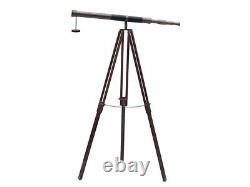 Vintage Antique Nautical Telescope With Tripod Stand Watching Brass Spyglass