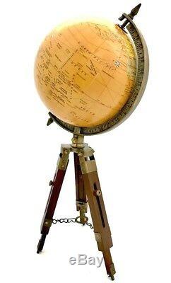 Vintage/Antique Ornamental Globe World Map Spinning on Hardwood Tripod