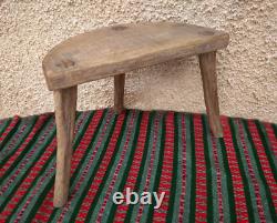 Vintage Antique Primitive Old Hand Carved Wooden Chair Tripod, Rustic wooden sto