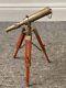 Vintage Antique Solid Brass Telescope With Wooden Tripod Stand Decorative Gift