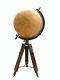 Vintage / Antique Style World Map Globe Ornament On Wooden And Brass Tripod