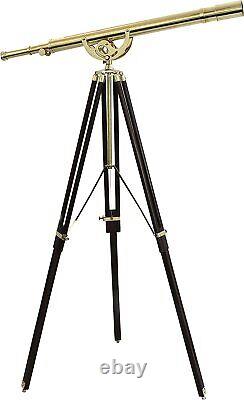 Vintage Antique Telescopes Heavy Brass Solid New Wooden Royal Tripod Brass Gift