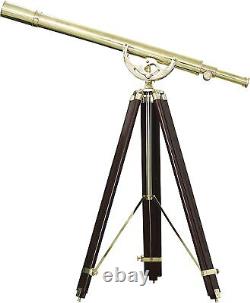 Vintage Antique Telescopes Heavy Brass Solid New Wooden Royal Tripod Brass Gift