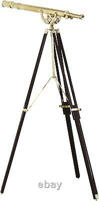 Vintage Antique Telescopes Heavy Brass Solid New Wooden Royal Tripod Brass Gift