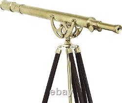 Vintage Antique Telescopes Heavy Brass Solid New Wooden Royal Tripod Brass Gift