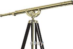 Vintage Antique Telescopes Heavy Brass Solid New Wooden Royal Tripod Brass Gift