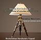 Vintage Antique Tripod Table Desk Lamp Brown Wooden Lamp Hand Made Home Decor