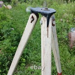Vintage Antique Wooden Transit Tripod Red And White