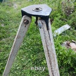 Vintage Antique Wooden Transit Tripod Red And White