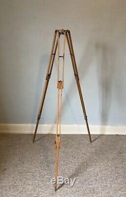 Vintage Antique Wooden Tripod Large Format Camera Lamp Theodolite Stand Light