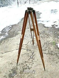 Vintage Antique Wooden Tripod Signed W & L. E. Gurley, Troy N. Y