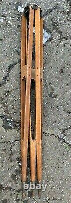 Vintage Antique Wooden Tripod Signed W & L. E. Gurley, Troy N. Y