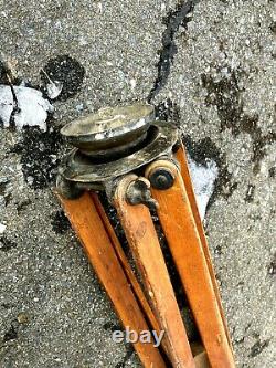 Vintage Antique Wooden Tripod Signed W & L. E. Gurley, Troy N. Y