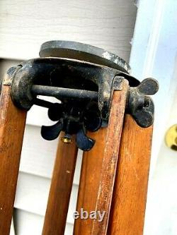 Vintage Antique Wooden Tripod Signed W & L. E. Gurley, Troy N. Y