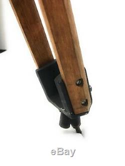 Vintage Arri Geared Tripod Head On Wooden Tripod With 2 Floor Spreaders