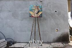 Vintage Artists Floor Easel, Wooden Large, Foldable Paintings or Photo Tripod