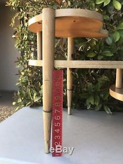 Vintage Atomic Tripod Mid Century Blonde Space Age Side End Table Tri-Level