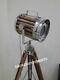 Vintage Authentic Nautical Spot Light Floor Lamp With Wooden Tripod Stand