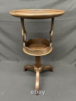 Vintage Baker Furniture Round Walnut Occasional Table Tripod Pedestal Base