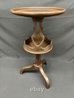 Vintage Baker Furniture Round Walnut Occasional Table Tripod Pedestal Base