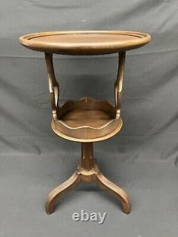 Vintage Baker Furniture Round Walnut Occasional Table Tripod Pedestal Base