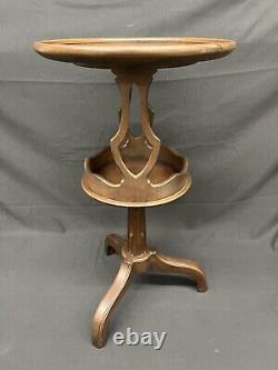 Vintage Baker Furniture Round Walnut Occasional Table Tripod Pedestal Base