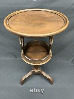 Vintage Baker Furniture Round Walnut Occasional Table Tripod Pedestal Base